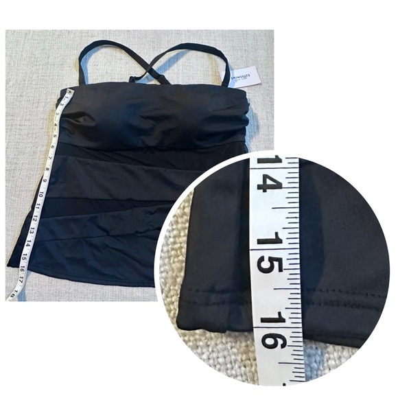 SWIMSUITS FOR ALL Black Mesh Wrap Bandeau Tankini Top Poolside Glamour Plus 20 - Picture 15 of 16